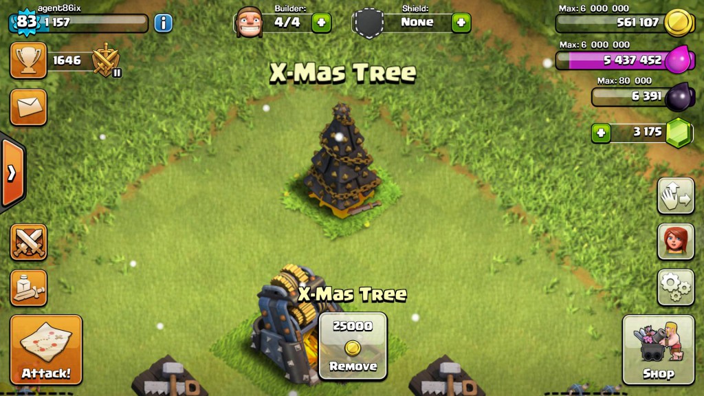 In Clash of Clans, what do I get for Christmas Tree removal? Without