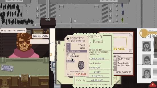 A screenshot from Papers Please showing the interface as the player